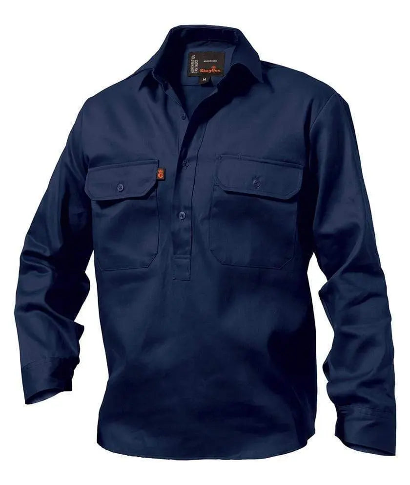 KingGee Closed Front Long Sleeve Drill Work Shirt K04020 Metro Workwear.